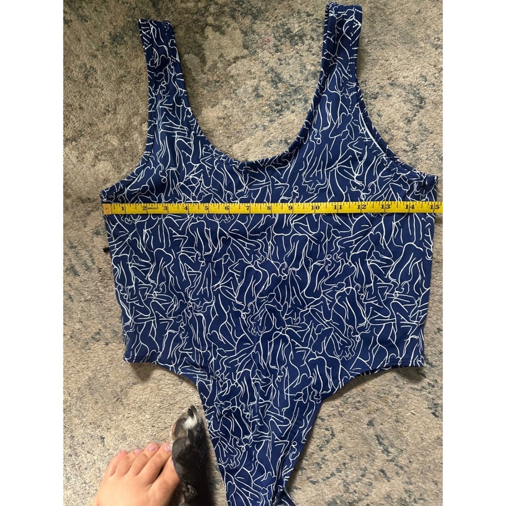 SEFI Silhouette Bodysuit Navy White High Cut Thong Snap Gusset Limited Edition - Picture 4 of 9